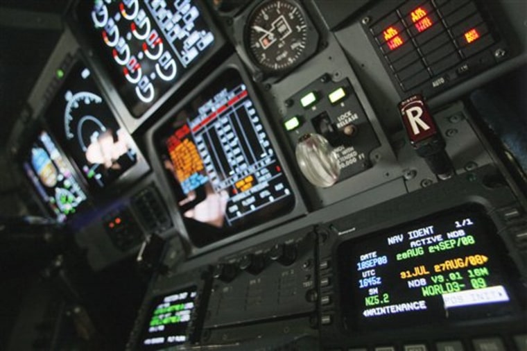 Navigation controls are seen in the cockpit of a FAA Gulfstream jet in this Sept. 18, 2008, file photo. Industry officials say a federal program to create a new air traffic control system — estimated at as much as $22 billion for the government and another $20 billion for the airline industry — is at a crossroads. 